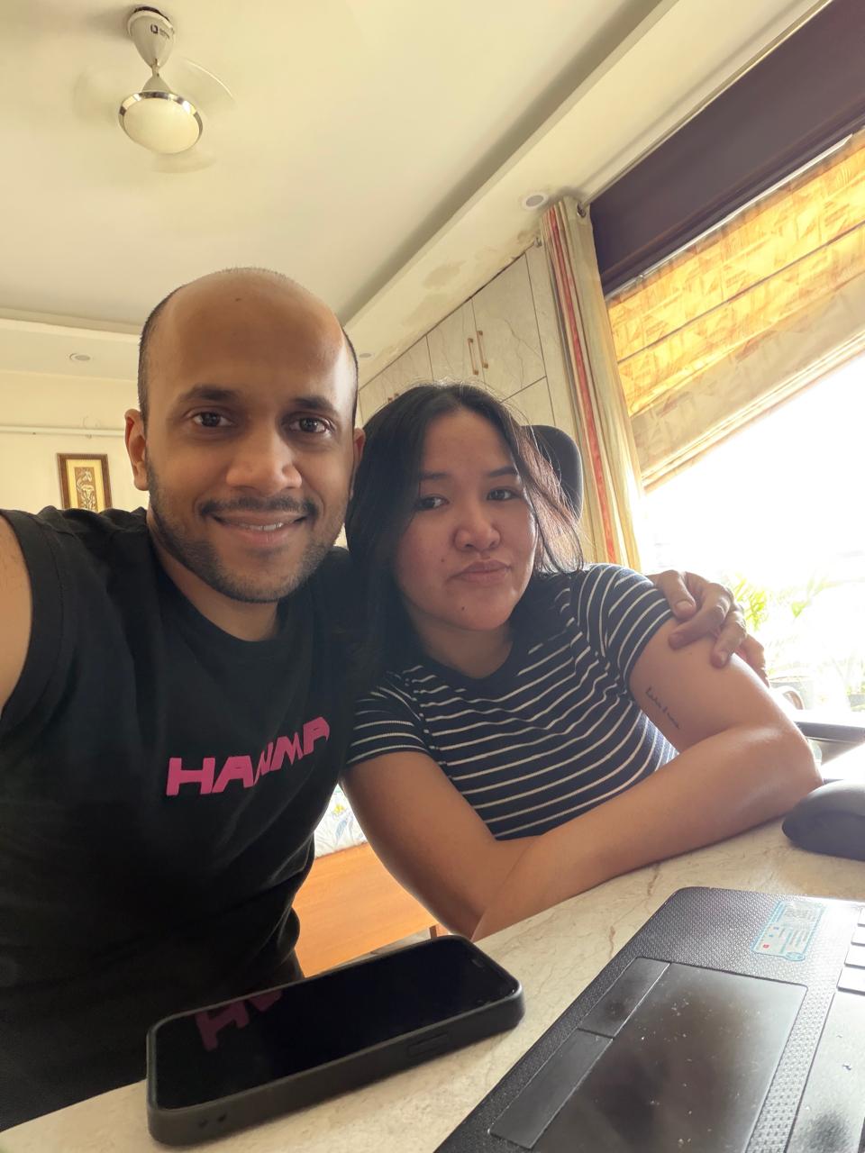 Selfie together at home in India