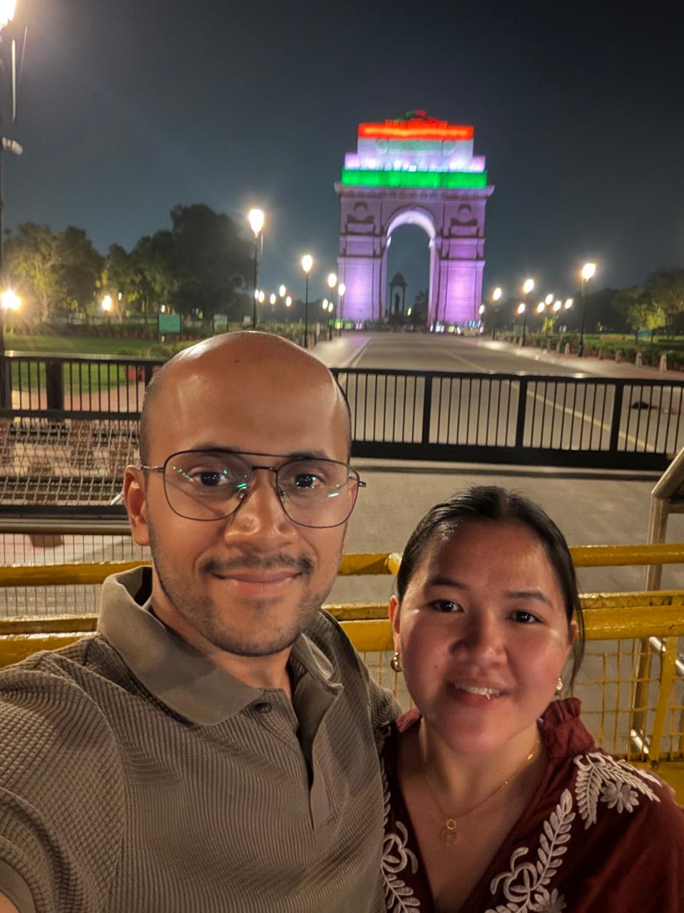 Selfie at India Gate at night