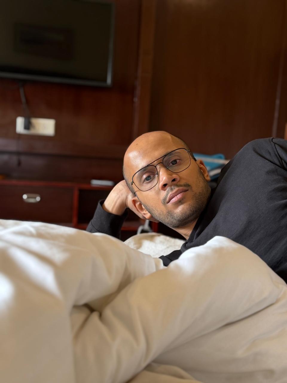 Aabhas resting in the hotel