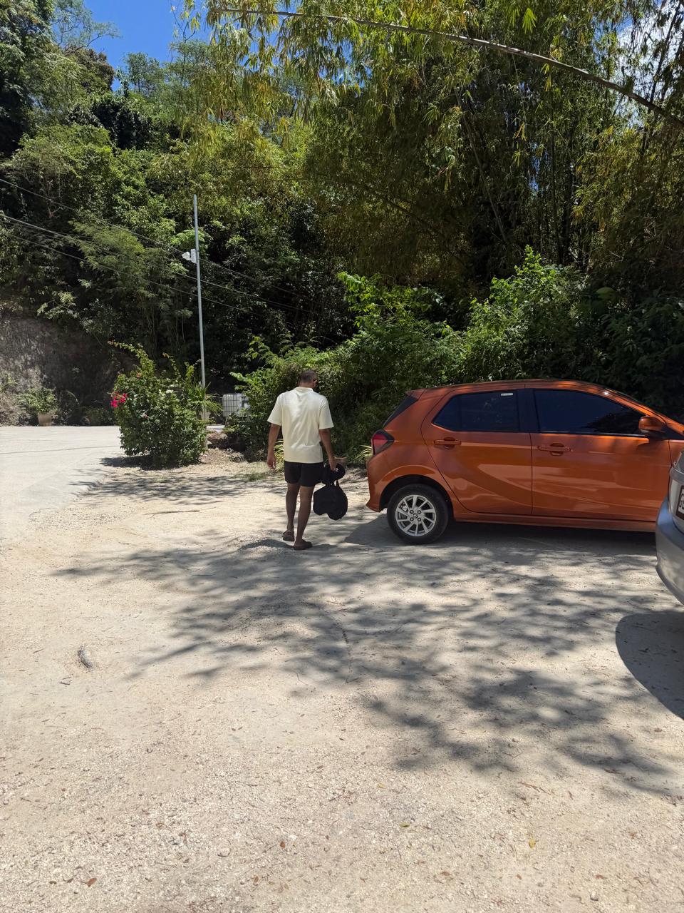 Aabhas walking to the car